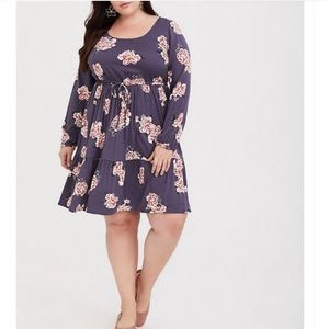 Torrid floral long sleeve tie dress